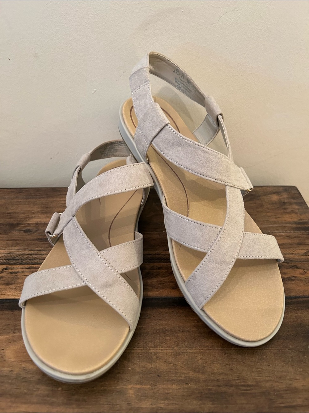 Dr Scholls Sz 8.5 Preview Taupe Sandals Strappy Slingback Cushion All Day Wear